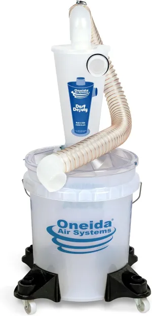 Oneida Air Systems Dust Deputy Deluxe Cyclone Separator Kit with Caster Mounts and Clear Collapse-Proof Bucket for Wet/Dry Shop Vacuums (DD Deluxe 5-Gal)