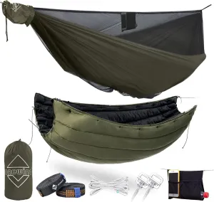 Onewind 11' Camping Hammock with Hammock Underquilt, Full length, Lightweight and Portable Camping Sleep System, OD Green