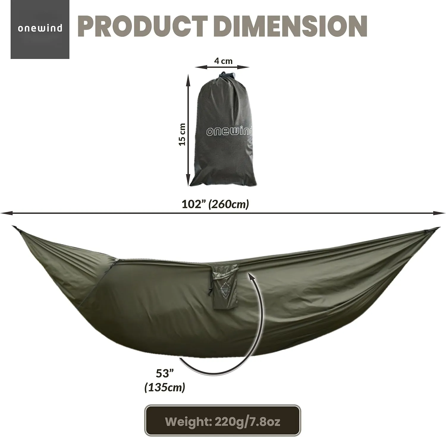 Onewind Premium Hammock Underquilt Protector, Durable Protective Cover for Single and Double Hammock, Winter Camping, Backpacking and Travel, OD Green