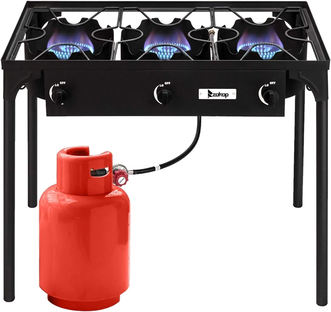 Outdoor Camping Stove, 3 Burner Propane Gas Cooker w/Detachable Legs & 0-20 PSI Regulator & CSA Approval for Camping Cookout, Max. 225,000 total BTU/hr