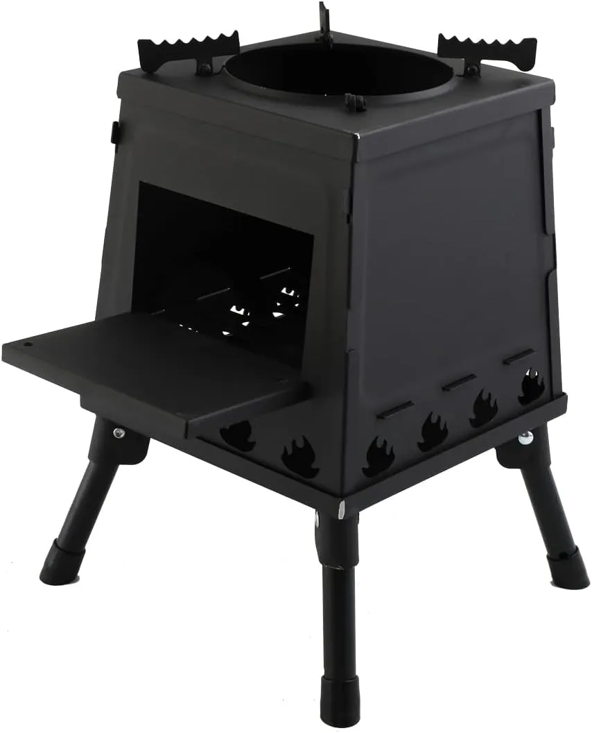 Outdoor Camping Stove Camp Tent Stove, Portable Folding Wood Burning StoveTent, Shelter, Backpacking, Hiking, Camping Traveling Heating and Cooking ( Large, Black ) (CHL-LMJPQ-008@ZHBS58)