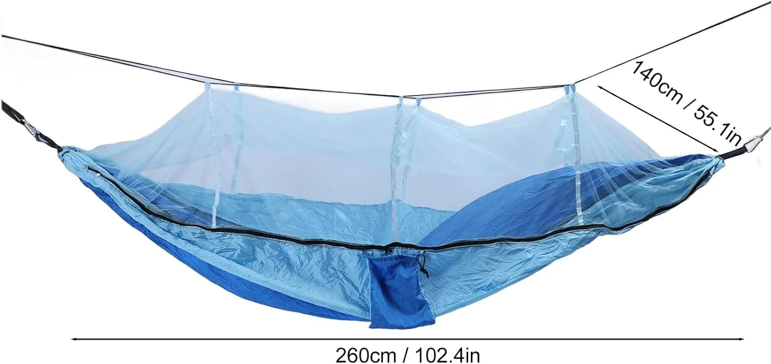 Outdoor Hammock 661lb Load Bearing Lightweight Portable Hammock with Net for Courtyard Camping Picnic (Royal Blue with Light Blue (Light Blue Net))