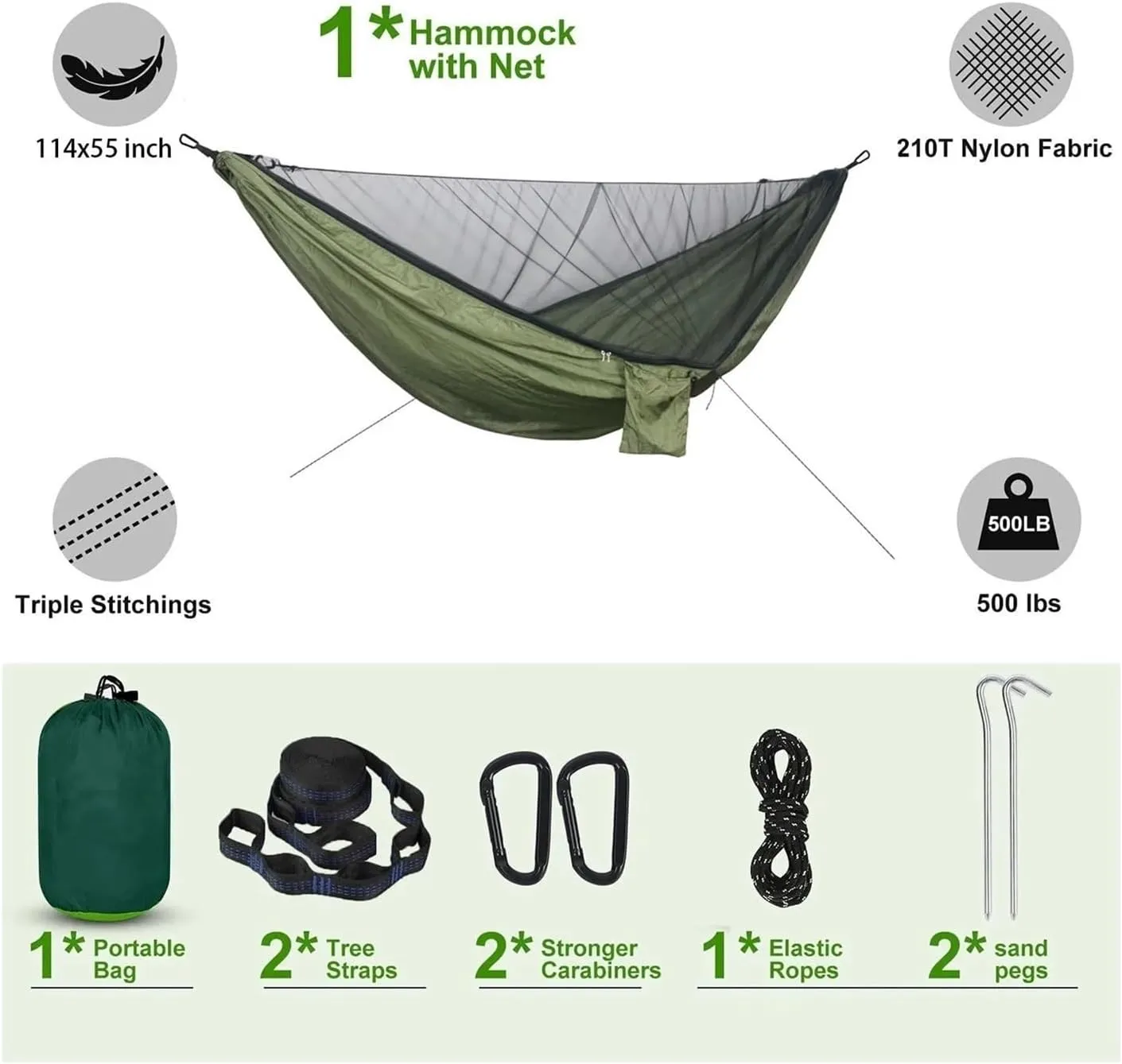 Outdoor Hammock Portable Quick Setup 290 * 140cm Travel Outdoor Camping Hammock Hanging Sleeping Swing Bed with Mosquito Net Terrace Hammock(Model 6)