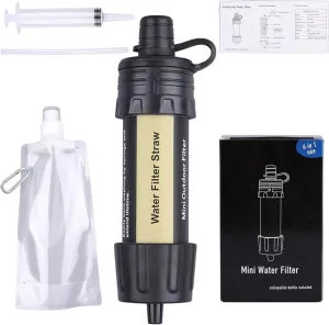 Outdoor Mini Water Filter,100000 Gallons Camping Water Filter,0.01μm Backpacking Water Filter for Hiking Emergency Wilderness Expedition