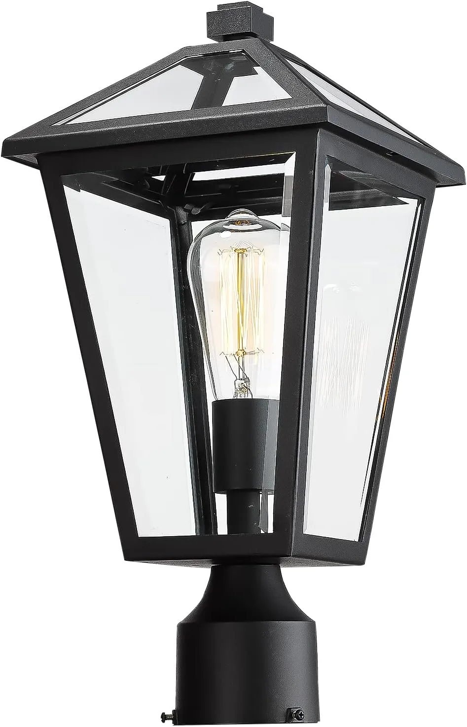 Outdoor Post Lights Fixtures, Lamp Post Light Fixture Black Finish, Waterproof and Anti-Rust Aluminum Pillar Outside Lighting for Walkway, Driveway, Patio, Porch,Medium Size
