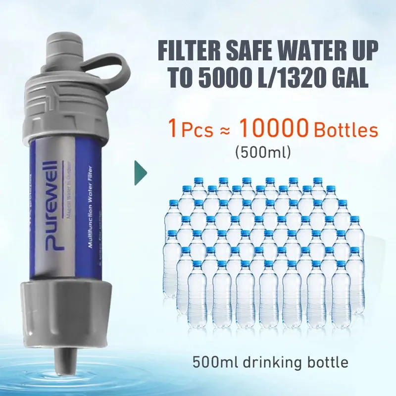 Outdoor Purification Water Filter Straw Water Purifier Camping Equipment Water Filtration System for Survival Emergency Supplies