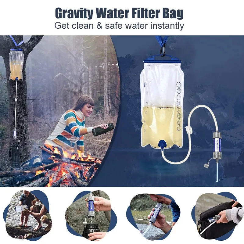 Outdoor Purification Water Filter Straw Water Purifier Camping Equipment Water Filtration System for Survival Emergency Supplies