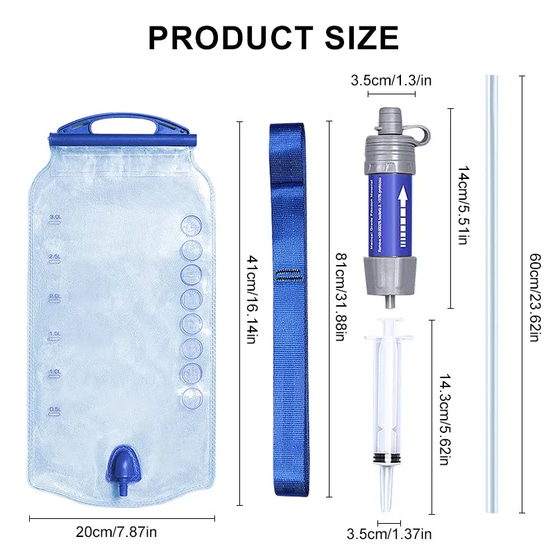 Outdoor Purification Water Filter Straw Water Purifier Camping Equipment Water Filtration System for Survival Emergency Supplies