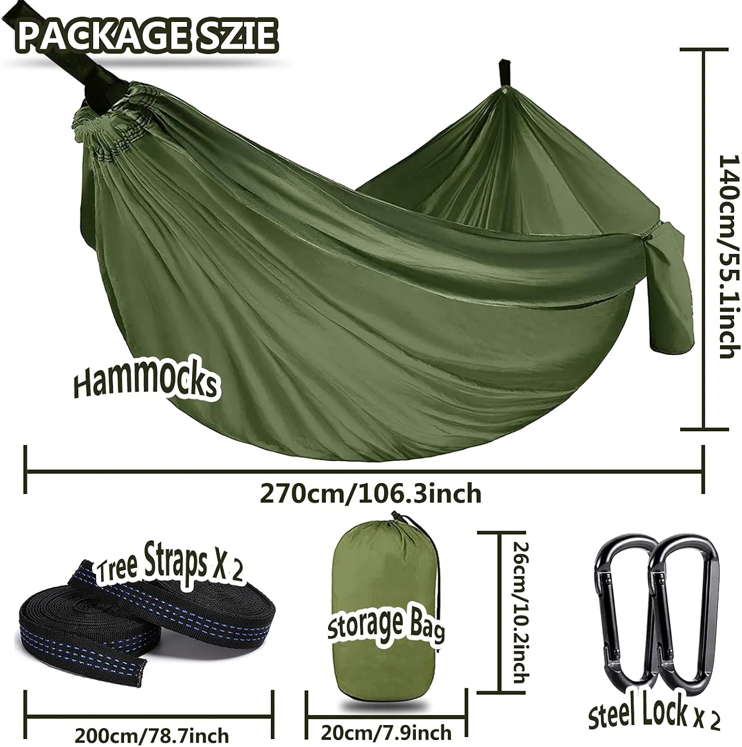 Outdoor Travel Hammock, Portable Camping Hammock, Double Hammock 200kg Load Capacity for Camping Hiking Backpacking,Comouflage