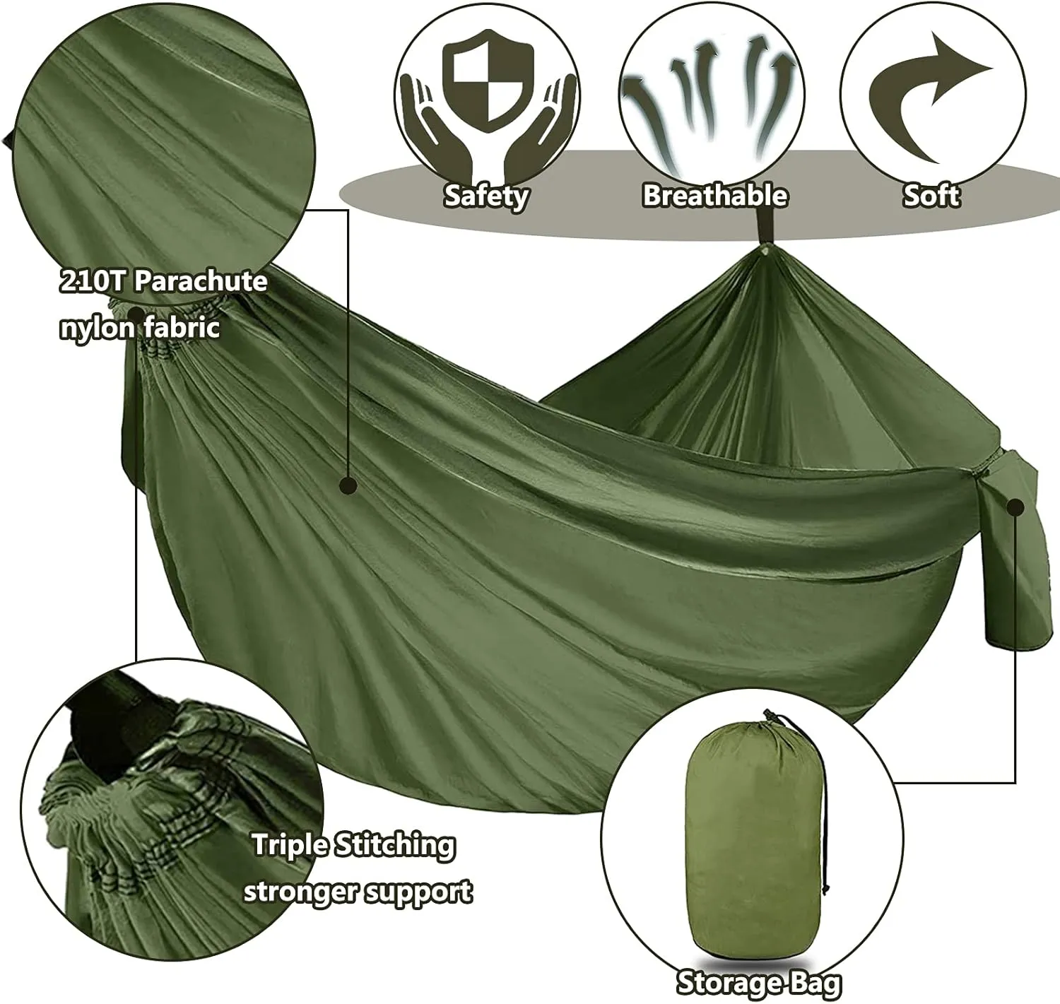 Outdoor Travel Hammock, Portable Camping Hammock, Double Hammock 200kg Load Capacity for Camping Hiking Backpacking,Comouflage