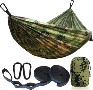 Outdoor Travel Hammock, Portable Camping Hammock, Double Hammock 200kg Load Capacity for Camping Hiking Backpacking,Comouflage