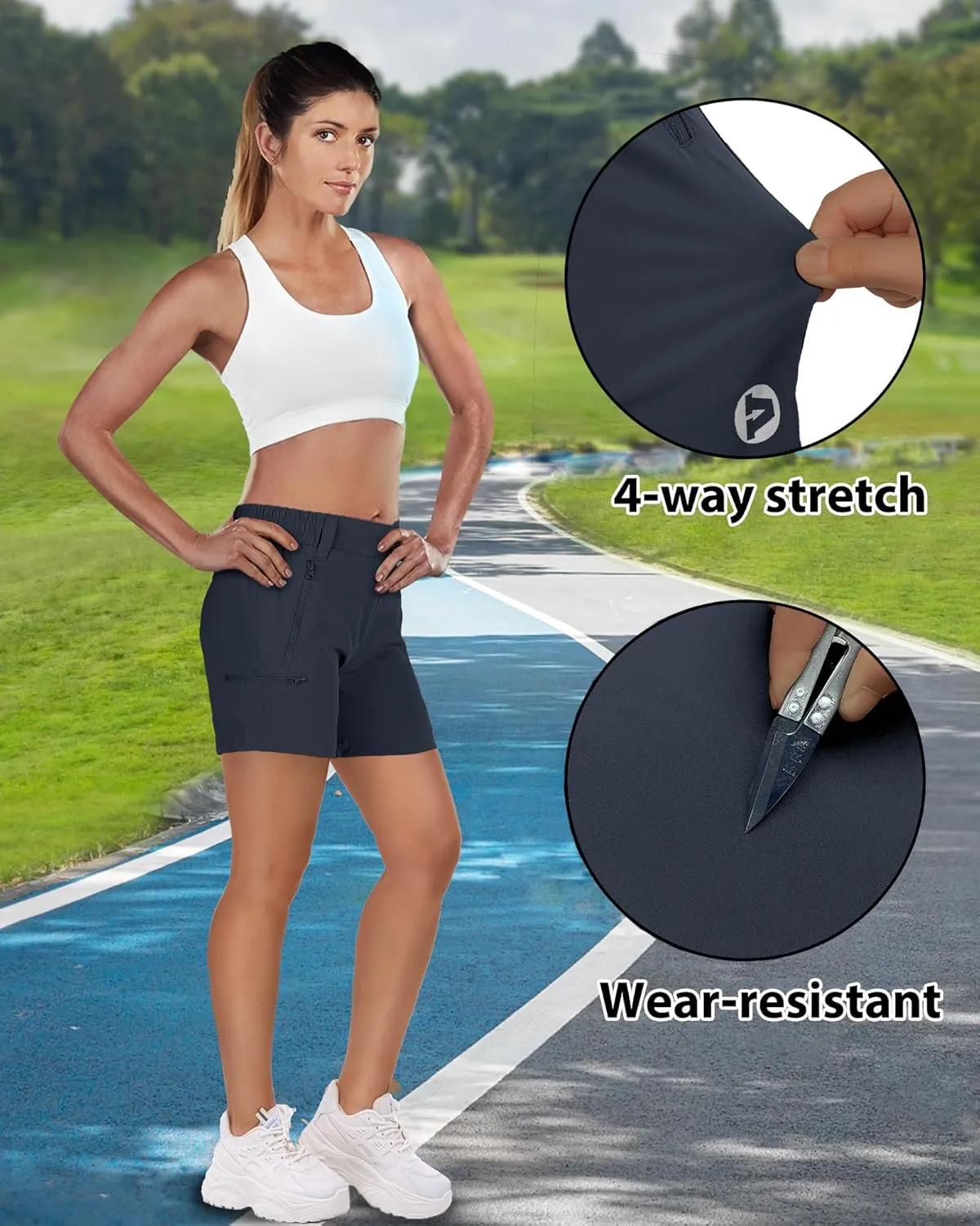 Outdoor Ventures Women's Hiking Shorts Stretch Lightweight Golf Shorts Quick Dry UPF 50  5 inch Cargo Short for Camping