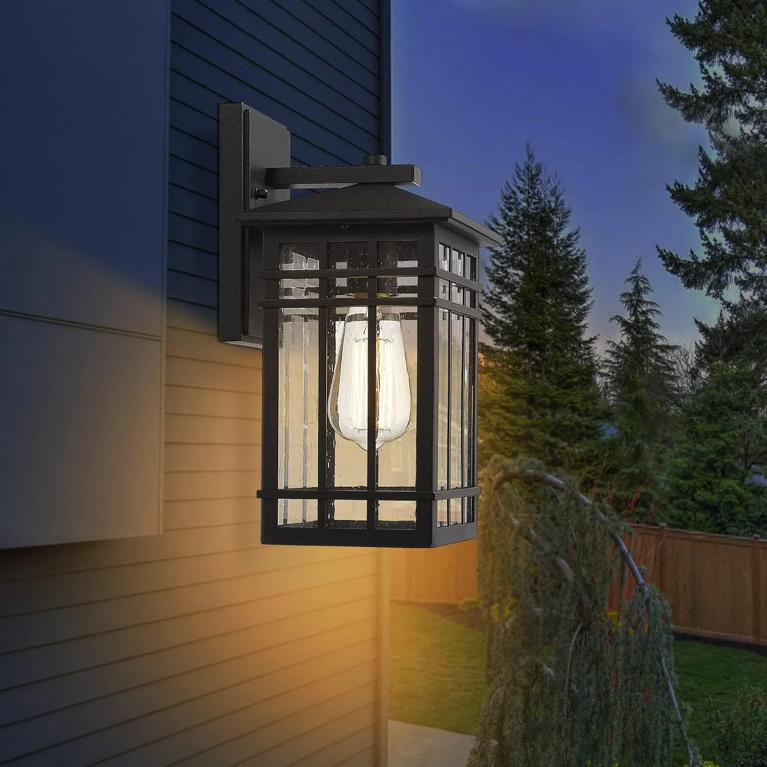 Outdoor Wall Lantern, Exterior Light Fixture, Waterproof Outdoor Wall Lighting Fixture Outside with Seeded Glass for Porch, Garage, Patio, Hallway, Entryway, 2 Pack