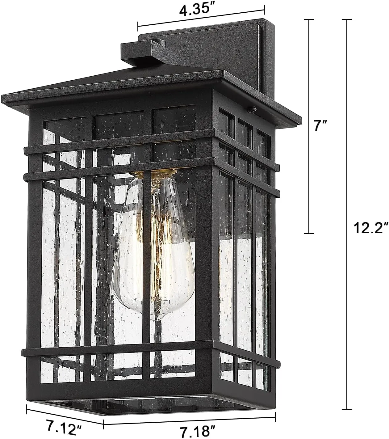 Outdoor Wall Lantern, Exterior Light Fixture, Waterproof Outdoor Wall Lighting Fixture Outside with Seeded Glass for Porch, Garage, Patio, Hallway, Entryway, 2 Pack