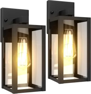 Outdoor Wall Light Fixtures Exterior Waterproof Porch Lights Outdoor Anti-Rust Wall Lantern with Clear Glass Patio Sconce Light - 2 Pack