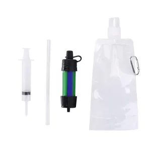 Outdoor Water Filter Straw Portable Hiking Water Purifier for Survival Water Filter(Black Green)