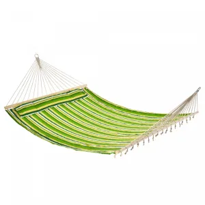 Outsunny 75" Patio Outdoor Hammock, Striped Camping Hammock Lounge Bed Garden W/ Pillow, Green|Outsunny 75" Raye En Plein Air Camping Hamac Salon Lit Jardin Avec Oreiller
