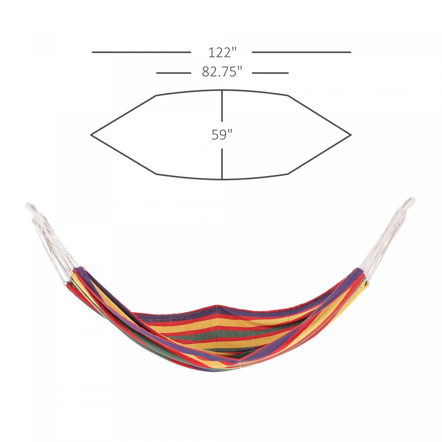 Outsunny 83"x59" Outdoor Hammock Bed Swing Chair, Patio Lounge Garden Camping Hiking Travel Hammock |Outsunny 83"x59" Double Hamac Lit Chaise Longue Salon Jardin Camping Randonnee Meubles, Rouge