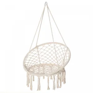 Outsunny Patio Hammock Chair, Hanging Rope Hammock Swing For Indoor & Outdoor Use With Backrest, Cot|Outsunny Chaise Suspendue Balancoire A Corde Suspendue Pour L'interieur Et L'exterieur Avec Dossier,