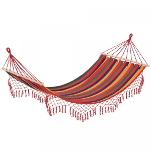 Outsunny Patio Outdoor Hammock, Brazilian Hammock Portable Hammock Load Capacity Up To 264 Lbs For B|Hamac De Voyage Respirant Portable Toile De Hamac Dim. 2l X 1l M Coton Polyester Multicolore