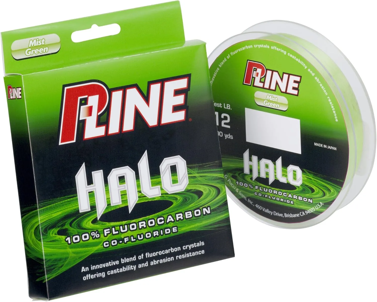 P-Line Halo Co-Fluoride Fluorocarbon Mist Green Fishing Line (200-Yard