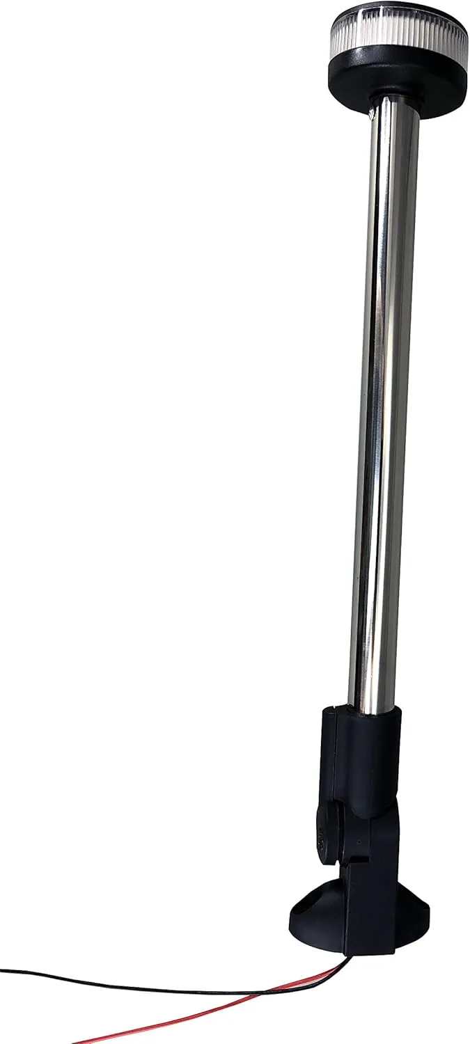 Pactrade Marine Boat Fold Down Stern Light Anchor Light All Round White LED Marine Adjustable Pole USCG 2 NM For Yacht Pontoon and Fishing Boat 12 Volts 14-1/4 Inches
