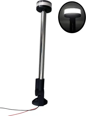 Pactrade Marine Boat Fold Down Stern Light Anchor Light All Round White LED Marine Adjustable Pole USCG 2 NM For Yacht Pontoon and Fishing Boat 12 Volts 14-1/4 Inches