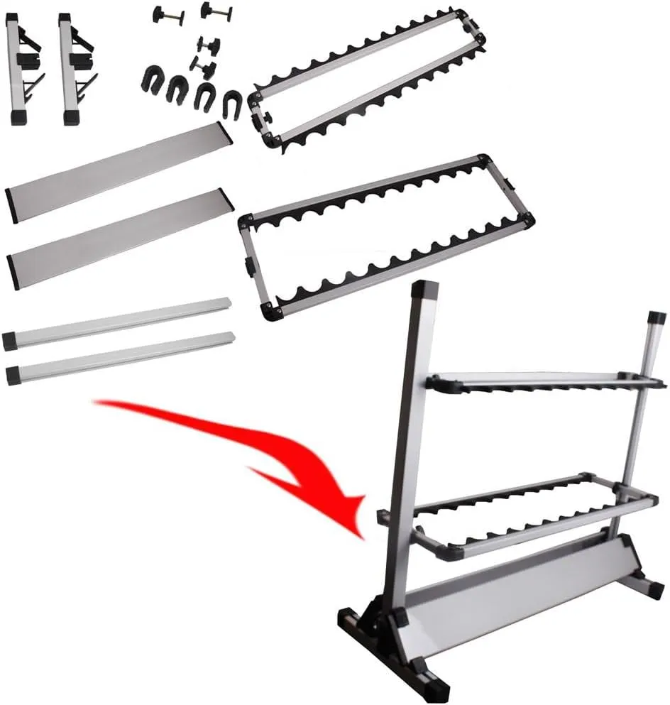 Pactrade Marine Fishing Rod Stand (12 to 24 Slots) - Fishing Pole Rack for Garage, Home, Cabin Floor | Cushioned, Lightweight, Easy-Access, Easy-Assembly | Great for Golf Clubs, Cue Sticks, and More