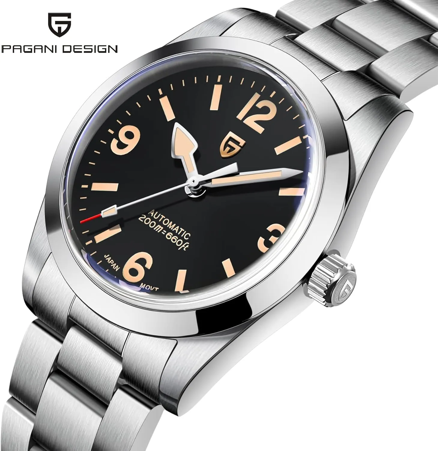 Pagani Design Watches for Men Mechanical Automatic Wrist Watch Waterproof NH35 Movement Sapphire Crystal Luminous Stainless Steel Watch