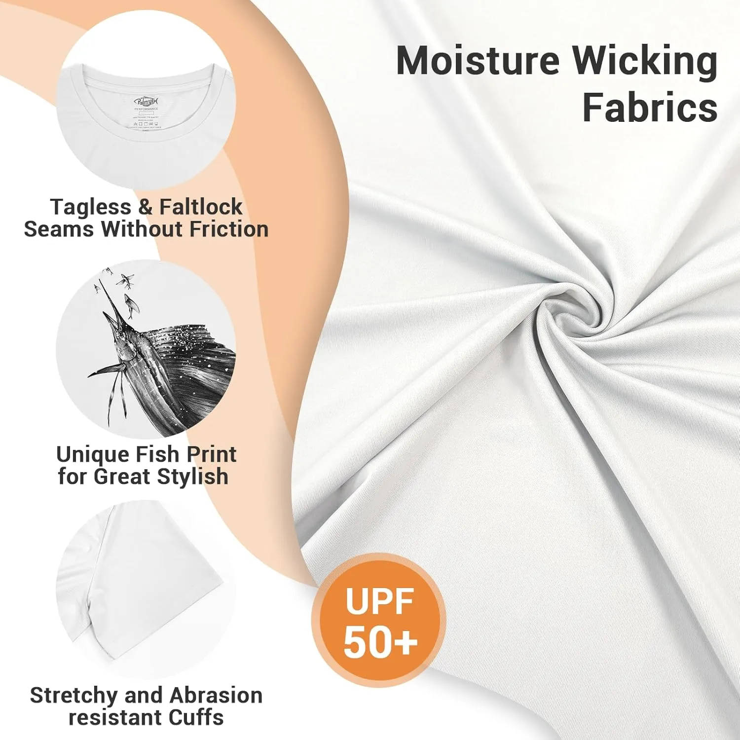 Palmyth Mens Fishing Shirts UPF 50  Sun Protection Short Sleeve UV T-Shirts Breathable Quick-Dry