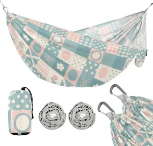 Patchwork Pattern Flowers Pastel Peach 330lb Capacity Outdoor Hammocks with Portabl Carry Bag Swing Hammock for Camping & Hiking Essential hamacas para Patio