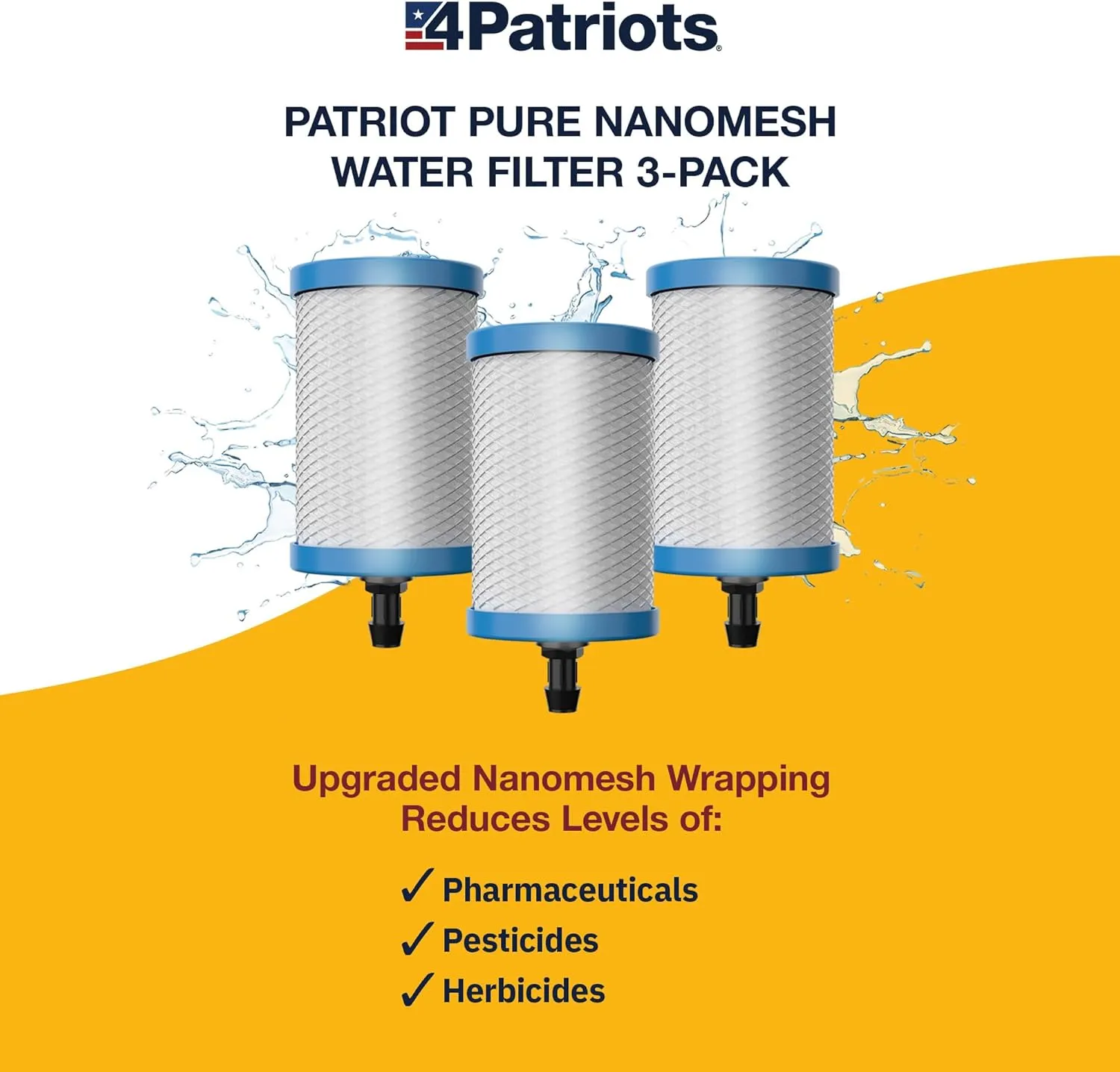 Patriot Pure Nanomesh™ Water Filter 3-Pack For 200  Contaminants, Good for up to 800 gallons