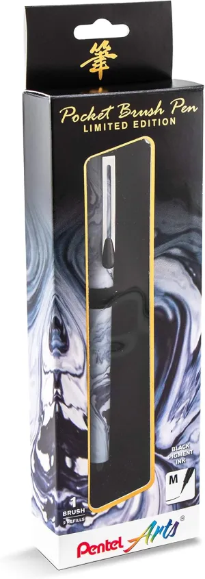 Pentel Arts Limited Edition Pocket Brush, Inking Brush Pen, Marble Wrap (GFKP3F1BPA)