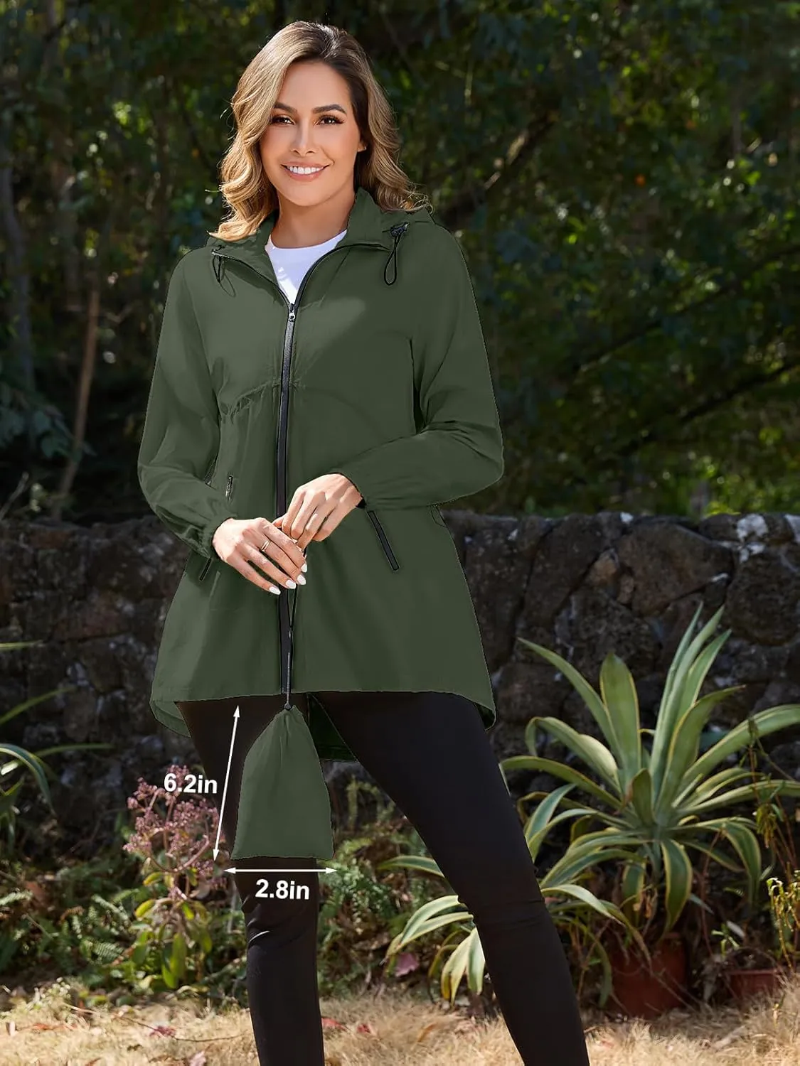 PITINAN Womens Rain Jacket Lightweight Waterproof Jacket With Hood Outdoor Packable Raincoat with Pockets S-XXL