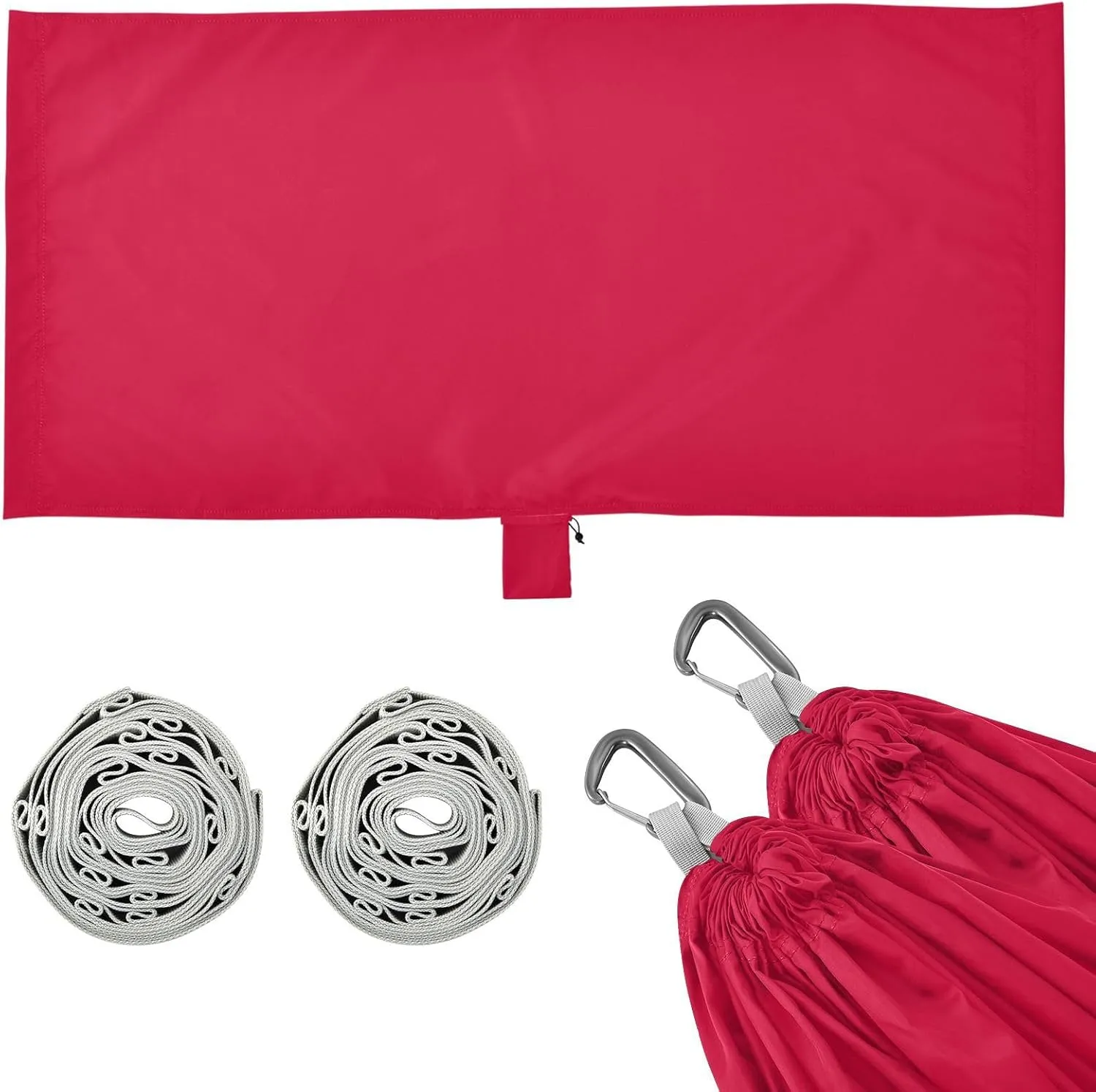 Plain Cherry Red Solid Camping Hammock, 330 lbs with 2 Tree Straps, Carry Bag, Single Portable Hammock for Outdoor/Indoor, Hiking, Beach, Backpacking, Travel