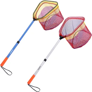 PLUSINNO Kids Fishing Net, Telescopic Lightweight Landing Net with Aluminum Pole Handle and Nylon Mesh, Catch and Release Butterfly Net for Kids Youth Outdoor