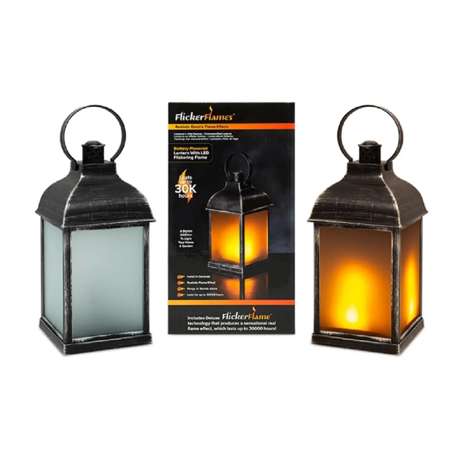 PMS Antique Dancing Flame Effect Battery Powered Garden LED 8.5" Lantern