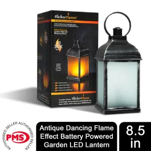 PMS Antique Dancing Flame Effect Battery Powered Garden LED 8.5" Lantern