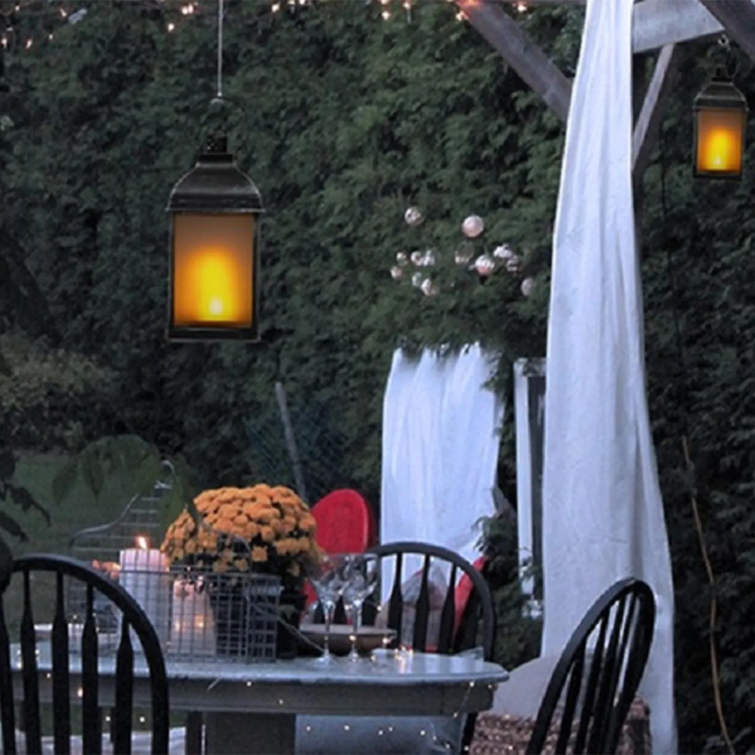 PMS Antique Dancing Flame Effect Battery Powered Garden LED 8.5" Lantern
