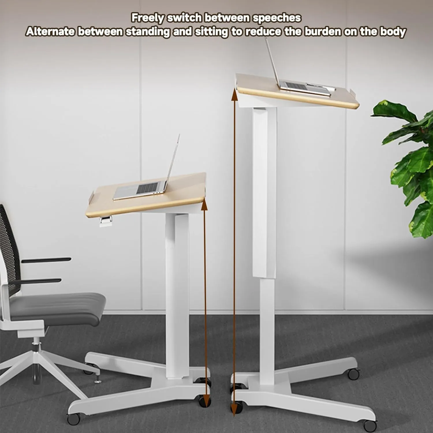 Podium,Floor Standing Reception Podiums, Floor Lectern Podium, Mobile Lectern, Pulpit for Churches, Free Lifting Podium, Suitable for Conference Rooms, classrooms, Shopping malls(Maple)