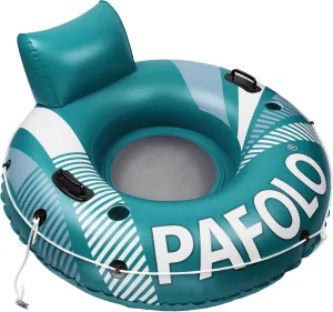 Pool Float Adult, Inflatable River Tube Float, River Tubes for Floating Heavy Duty with Mesh Bottom, Comfortable Backrest & 2 Cup Holders & Durable Grab Handles,450 lbs Weight Capacity