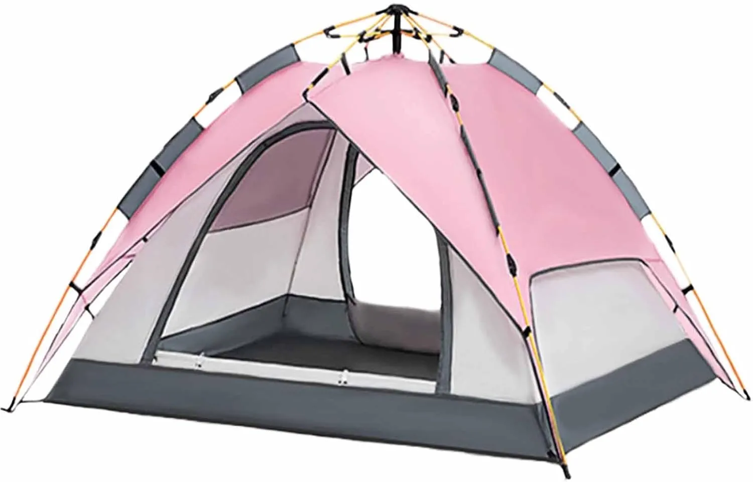 Pop Up Tent, Pink, 3-4 Person, Camping & Hiking, Portable, Easy Setup, Oxford Cloth, Fiberglass Poles, 2 Doors, 4 Windows, 70.8" W x 55.1" H