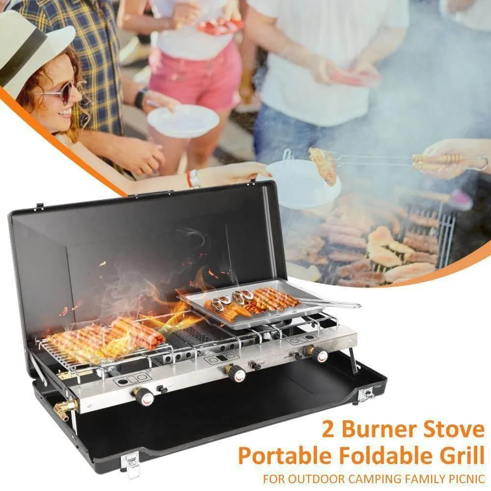 Portable 2-Burner Grill - Compact Outdoor Cooking Solution