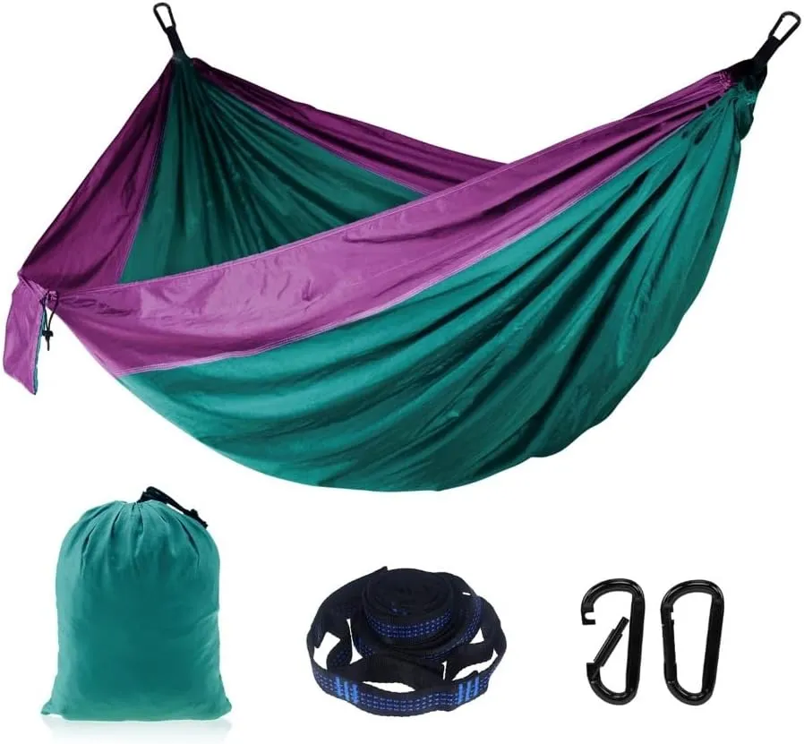 Portable 2 Person Hammock Set, Camping Essentials & Camping Gifts, Portable Hammock Single or Double Hammock for Outdoor