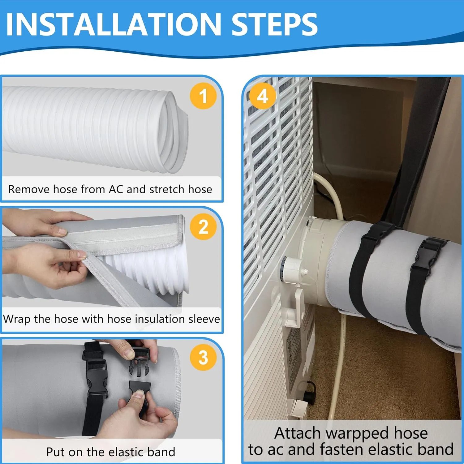 Portable Air Conditioner Hose Cover, Portable AC Hose Duct Vent Insulation Sleeve AC Hose Insulated Cover Wrap for 5" & 5.9" Diameter AC Exhaust Hoses Tube for Heat Reduction