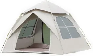 Portable Automatic Tent, Outdoor Folding Camping Equipment, Double Cross Window Four Sided Circulation Ventilation, Large Space Mobile Bedroom