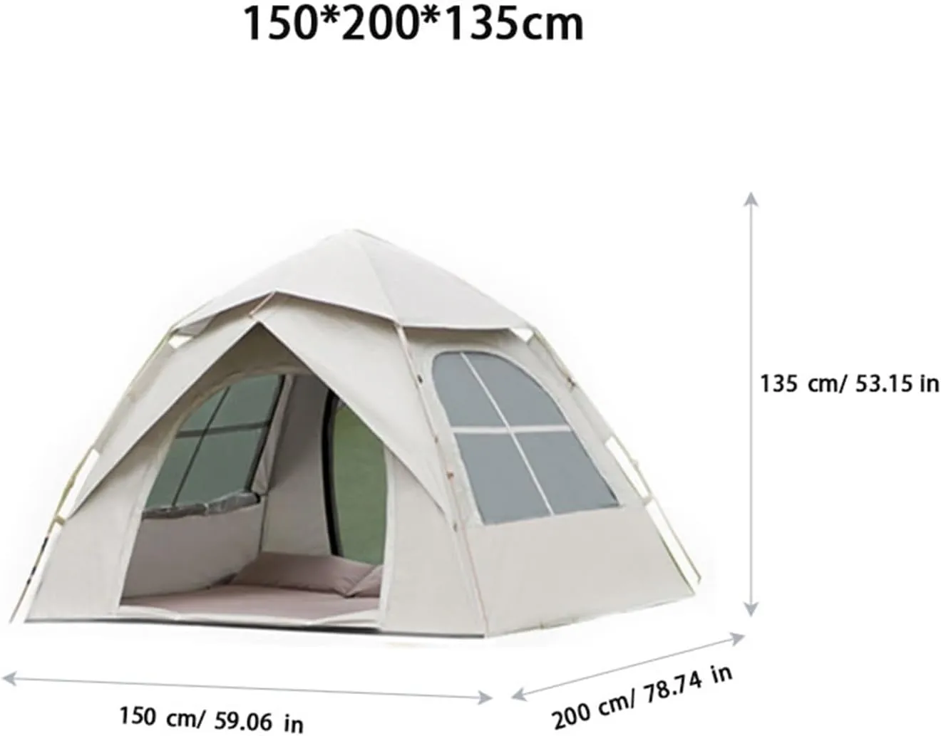 Portable Automatic Tent, Outdoor Folding Camping Equipment, Double Cross Window Four Sided Circulation Ventilation, Large Space Mobile Bedroom