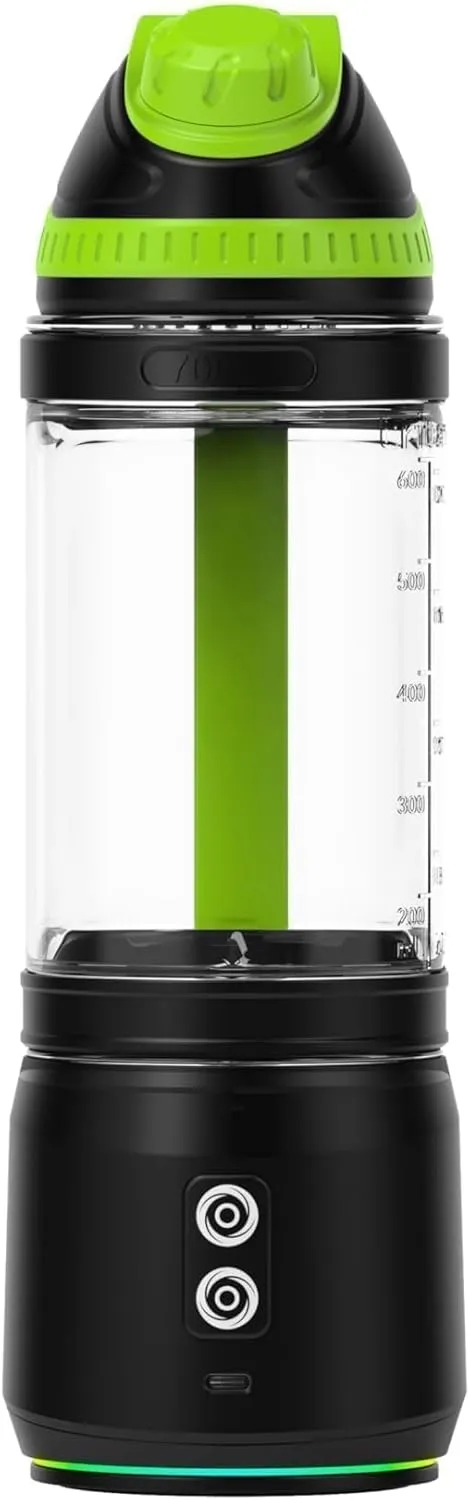 Portable Blender for Smoothies and Shakes, Anti-Jamming, 24oz USB-C Rechargeable, BPA-Free, Electric Protein Shaker Bottle with Travel Lid for Kitchen, Gym & Office.(Black Base Green Lid)