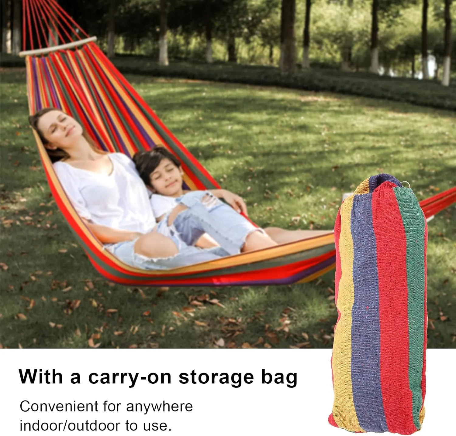Portable Camping Hammock Lightweight Outdoor Travel Hammock with Hardwood Spreader Bar for Camping Hiking (Red)