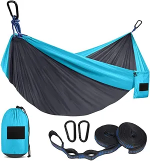 Portable Camping Hammock Survival Garden Outdoor Furniture Leisure Sleeping Double Hanging Bed for Home Yard Beach Relaxation Backpacking Travel Hiking